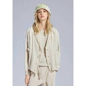 NEW TRICOT CHIC raw edge side pockets cardigan in ivory